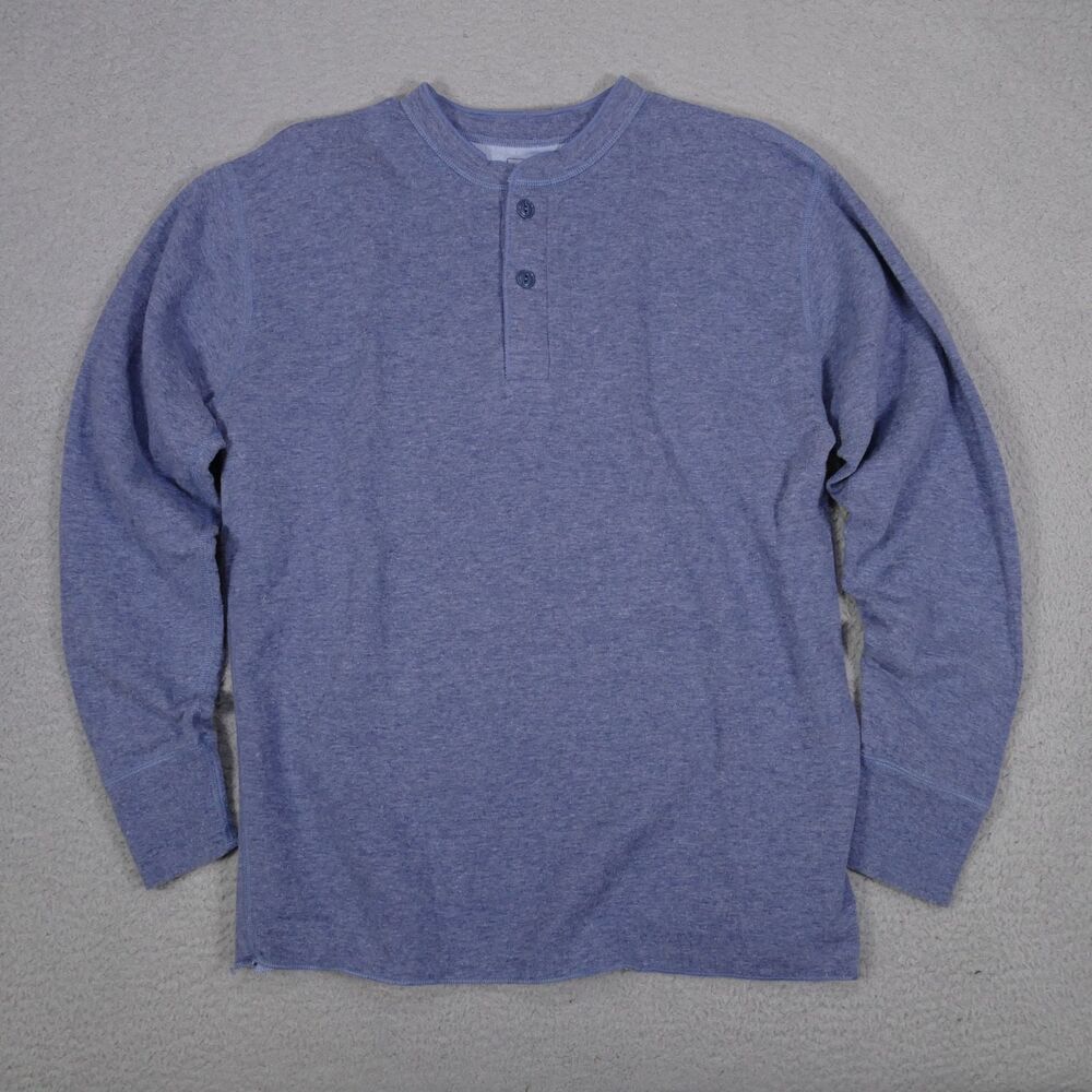 LL Bean Shirt Mens Large Traditional Fit Blue River Driver Henley Thermal